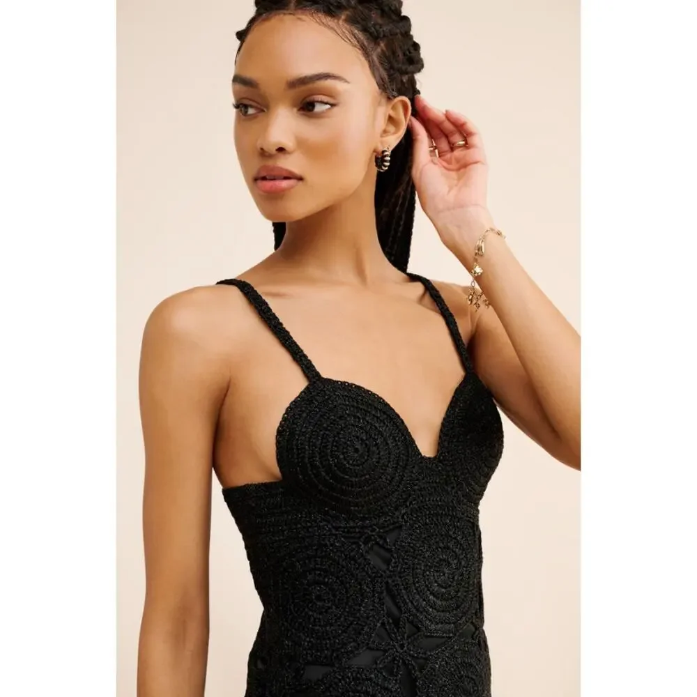 New NWT Simon Miller Beep Beep Crochet Black Mini Dress - Picture 3 of 7
